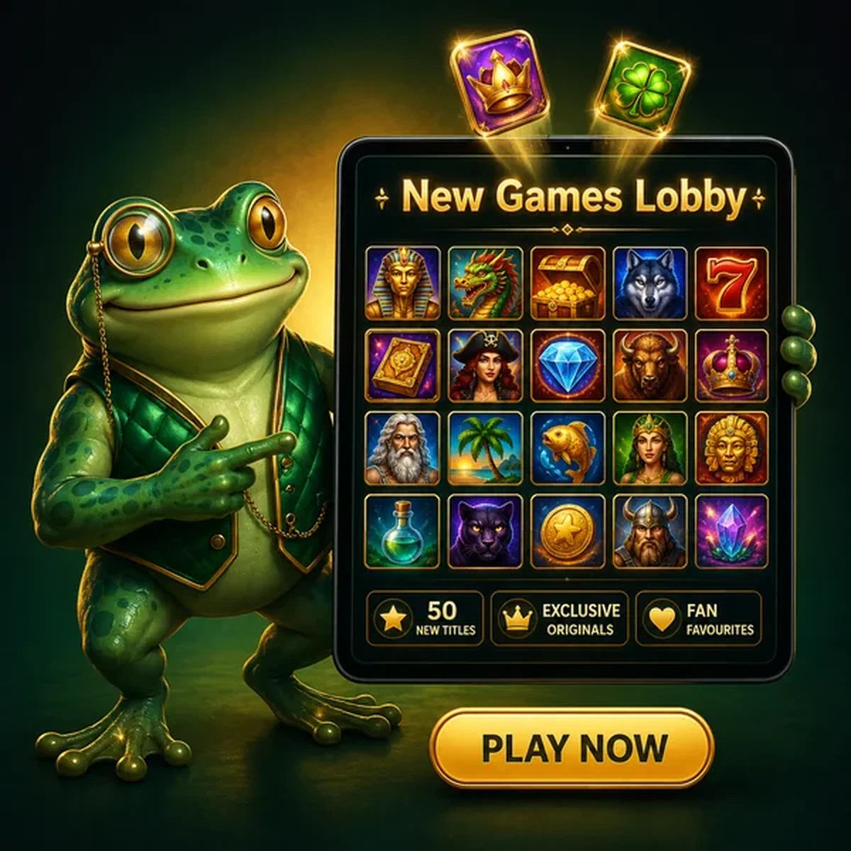 Sly frog host signs in and reveals Frogyspin's new games lobby
