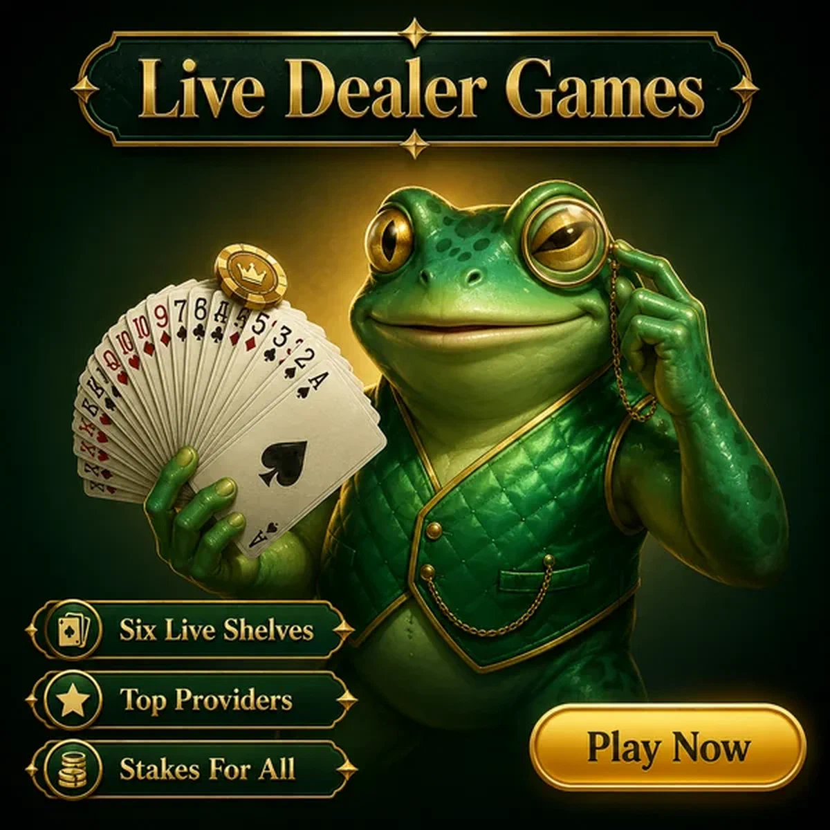 Sly frog fans cards at Frogyspin live casino tables